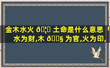金木水火 🦆 土命是什么意思「水为财,木 🐧 为官,火为印,土为」
